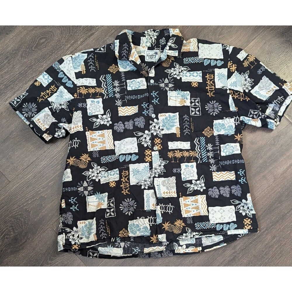 Paradise Island Hawaiian Shirt Mens Extra Large Button Up Short Sleeve (372)
